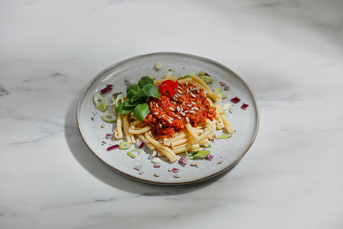 Vegetarisk Bolognese med färsbitar
